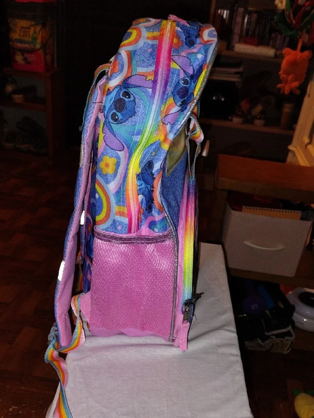 Disney Blue Kids Backpack with Rainbow Accents and Pink Trim